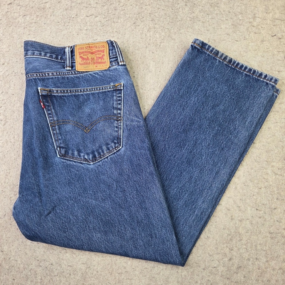 Levi's Mens 505 Blue Dark Wash Denim Jeans Straight Regular Fit -‎ size 38x30